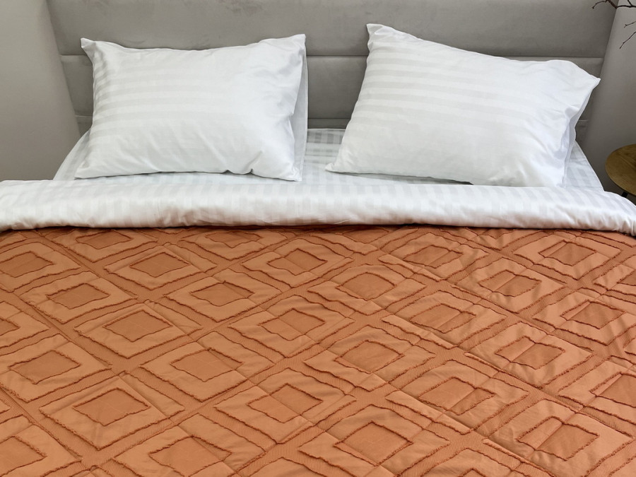 Покрывало 200x220 Ecotton Полисатин жаккард Оранжевый
