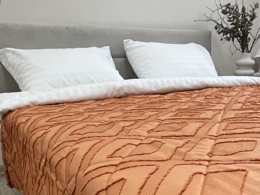 Покрывало 200x220 Ecotton Полисатин жаккард Оранжевый