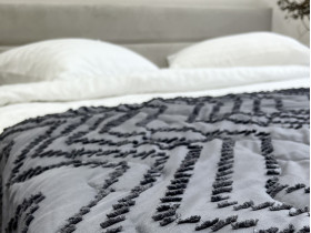 Покривало 200x220 Ecotton Полісатин жаккард Сірий
