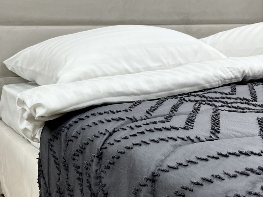 Покривало 200x220 Ecotton Полісатин жаккард Сірий