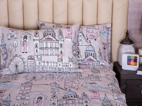 Постельное белье Ecotton Бязь Семейный комплект два пододеяльника Бежевый 40-0913