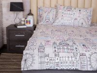 Постільна білизна Ecotton Бязь Сімейний комплект дві підковдри Бежевий 40-0913