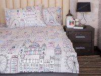 Постільна білизна Ecotton Бязь Сімейний комплект дві підковдри Бежевий 40-0913