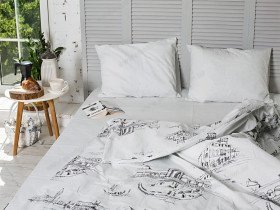 Постільна білизна Ecotton Бязь Полуторний комплект Grey/black 40-0965