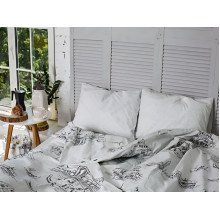 Постільна білизна Ecotton Бязь Двоспальний комплект Grey/black 40-0965