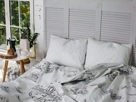 Постільна білизна Ecotton Бязь Полуторний комплект Grey/black 40-0965