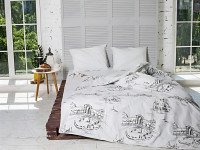 Постільна білизна Ecotton Бязь Сімейний комплект дві підковдри Grey/black 40-0965