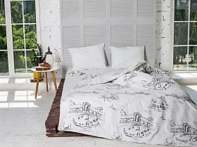 Постільна білизна Ecotton Бязь Полуторний комплект Grey/black 40-0965