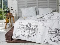 Постільна білизна Ecotton Бязь Сімейний комплект дві підковдри Grey/black 40-0965