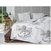 Постільна білизна Ecotton Бязь Двоспальний комплект Grey/black 40-0965