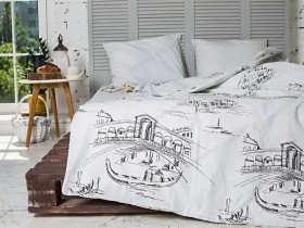Постільна білизна Ecotton Бязь Полуторний комплект Grey/black 40-0965