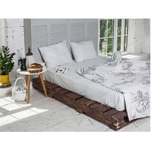 Постільна білизна Ecotton Бязь Двоспальний комплект Grey/black 40-0965