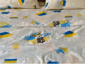 Постільна білизна Ecotton Бязь Полуторний комплект Бежевий Пес Патрон 1313