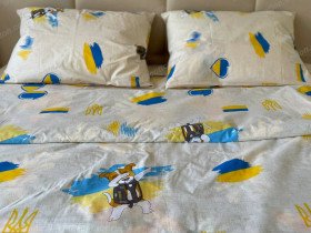 Постільна білизна Ecotton Бязь Полуторний комплект Бежевий Пес Патрон 1313
