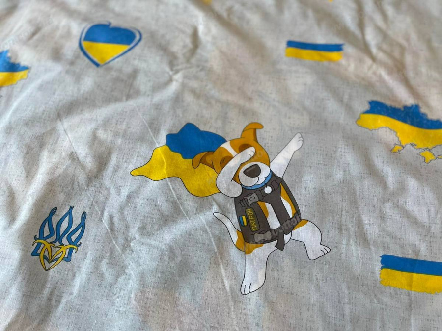 Постільна білизна Ecotton Бязь Полуторний комплект Сірий Пес Патрон 1313