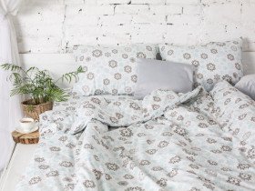 Постельное белье Ecotton Фланель Двуспальный комплект Голубой 40-1046