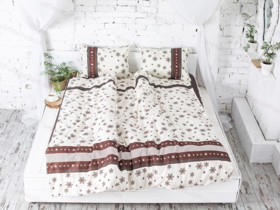 Постельное белье Ecotton Фланель Евро комплект Коричневый 40-0996