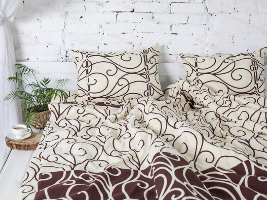 Постільна білизна Ecotton Фланель Полуторний комплект Коричневий 40-0998