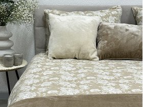 Постільна білизна Ecotton Фланель Полуторний комплект Квітка на бежевому 267262