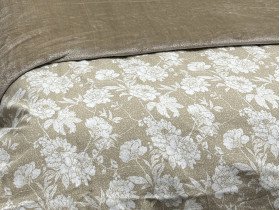 Постільна білизна Ecotton Фланель Двоспальний комплект Квітка на бежевому 267262