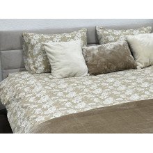Постільна білизна Ecotton Фланель Євро комплект Квітка на бежевому 267262