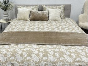 Постільна білизна Ecotton Фланель Сімейний комплект дві підковдри Квітка на бежевому 267262