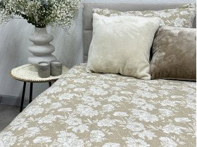 Постільна білизна Ecotton Фланель Полуторний комплект Квітка на бежевому 267262