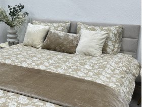 Постільна білизна Ecotton Фланель Двоспальний комплект Квітка на бежевому 267262