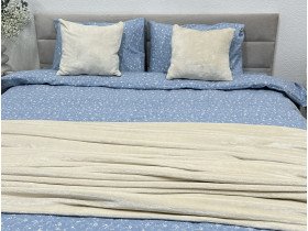 Постільна білизна Ecotton Фланель Євро комплект Квітка на блакитному 250958