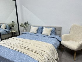 Постельное белье Ecotton Фланель Двуспальный комплект Цветок на голубом 250958