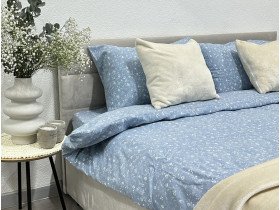 Постільна білизна Ecotton Фланель Полуторний комплект Квітка на блакитному 250958