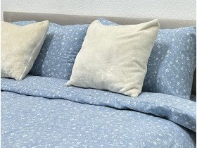 Постільна білизна Ecotton Фланель Євро комплект Квітка на блакитному 250958