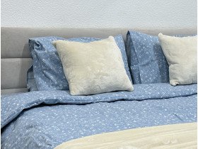 Постільна білизна Ecotton Фланель Полуторний комплект Квітка на блакитному 250958