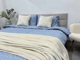 Постільна білизна Ecotton Фланель Євро комплект Квітка на блакитному 250958