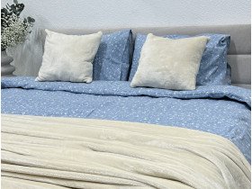 Постільна білизна Ecotton Фланель Полуторний комплект Квітка на блакитному 250958