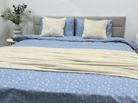 Постільна білизна Ecotton Фланель Євро комплект Квітка на блакитному 250958