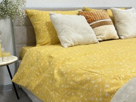 Постільна білизна Ecotton Фланель Сімейний комплект дві підковдри Квітка на жовтому 250951