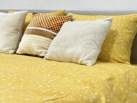 Постельное белье Ecotton Фланель Двуспальный комплект Цветок на желтом 250951