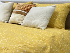 Постільна білизна Ecotton Фланель Євро комплект Квітка на жовтому 250951