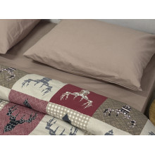 Постільна білизна Ecotton Фланель Євро комплект Олені на червоному 29345/2