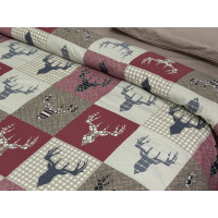 Постільна білизна Ecotton Фланель Двоспальний комплект Олені на червоному 29345/2