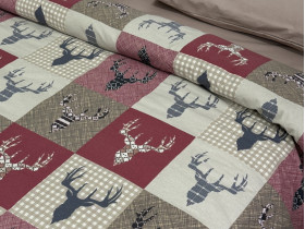 Постельное белье Ecotton Фланель Полуторный комплект Олени на красном 29345/2