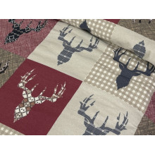 Постельное белье Ecotton Фланель Семейный комплект два пододеяльника Олени на красном 29345/2