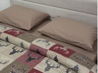 Постільна білизна Ecotton Фланель Євро комплект Олені на червоному 29345/2