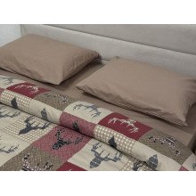 Постельное белье Ecotton Фланель Семейный комплект два пододеяльника Олени на красном 29345/2