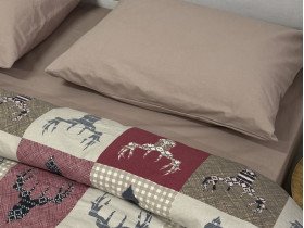 Постельное белье Ecotton Фланель Евро комплект Олени на красном 29345/2