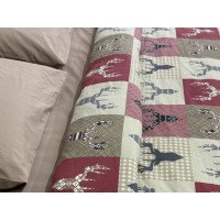 Постельное белье Ecotton Фланель Двуспальный комплект Олени на красном 29345/2