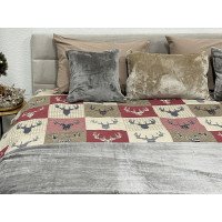 Постельное белье Ecotton Фланель Двуспальный комплект Олени на красном 29345/2