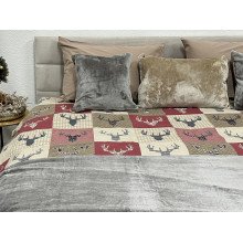 Постельное белье Ecotton Фланель Евро комплект Олени на красном 29345/2