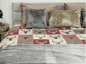 Постільна білизна Ecotton Фланель Двоспальний комплект Олені на червоному 29345/2